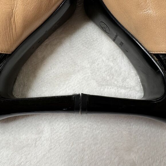 Chanel Womens Slingback Heels Mixed Media Patent Leather Quilted Beige Size 36.5 - Picture 11 of 13